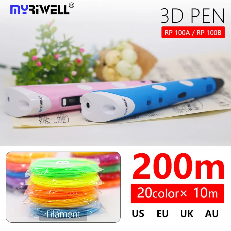 3d ручка myriwell RP100A/ RP100B и abs наполнитель пла пластиковая с принтом умная детская