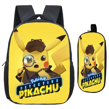 

Pokemon Detective Pikachu Bag Children Kids Backpack Beautiful Printing Pattern Kindergarten Backpack + School Pencil Box
