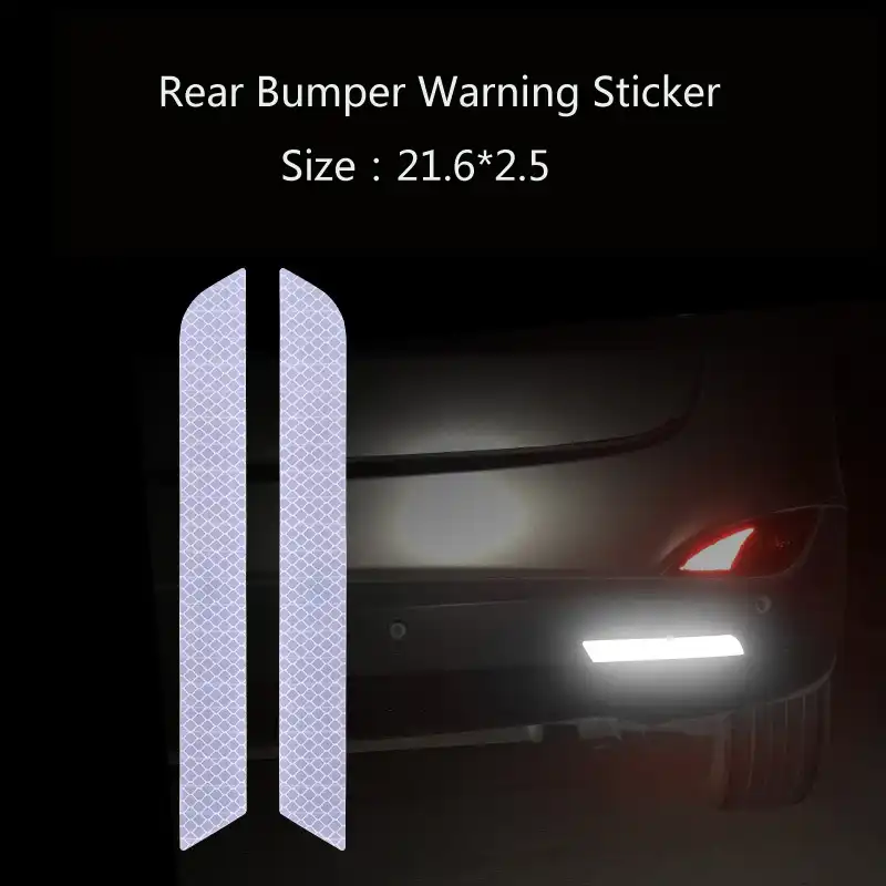 2Pcs Car Bumper Reflective Warning Strip Stickers Auto Wrap Wheel Eyebrow Decal