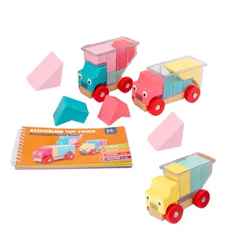 

1 Set Parent-Kid Interactive Educational Creative Truck Toy Wood Truck Toy Building Block Toy Educational Toy for Kid Children