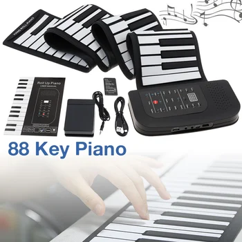 

88 Keys Roll Up Electronic Piano Rechargeable Silicone Flexible Keyboard Organ Built-in Speaker Supports MIDI Bluetooth