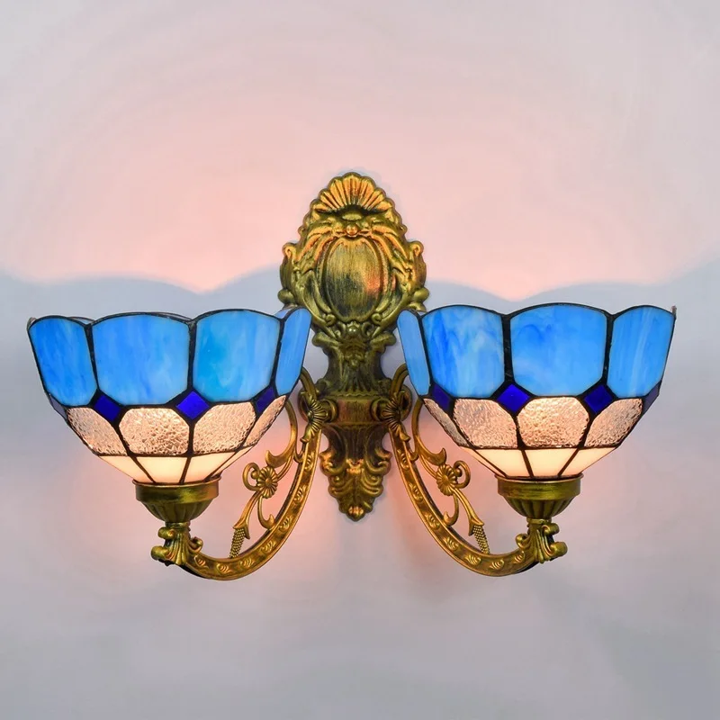 

restoring ancient ways is double wall lamp corridor American Mediterranean colour glass sitting room dining-room lamp