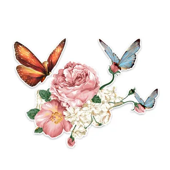 

DAWASARU Lovely Butterfly Rose Flowers Decor Car Stickers Custom High Quality Creative Personalized Colored Sticker 10CM*14CM