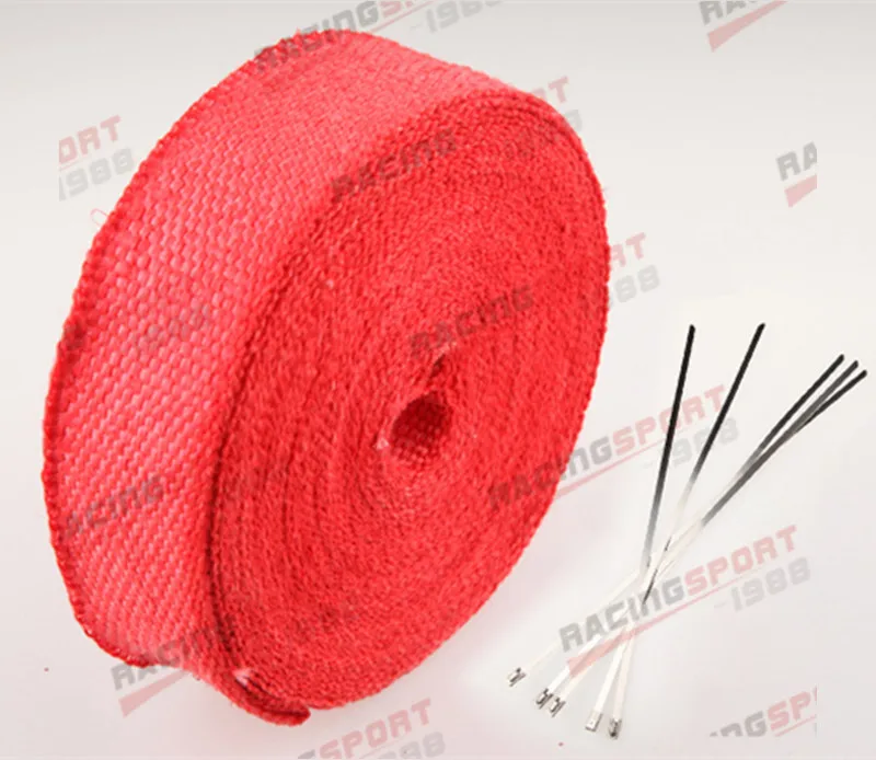 15M / 7.5M Car Motorcycle Exhaust Wrap Pipe Header Heat Wrap Turbo Mainfold Heat Exhaust Thermal Tape Stainless Steel Ties exhaust heat wrap