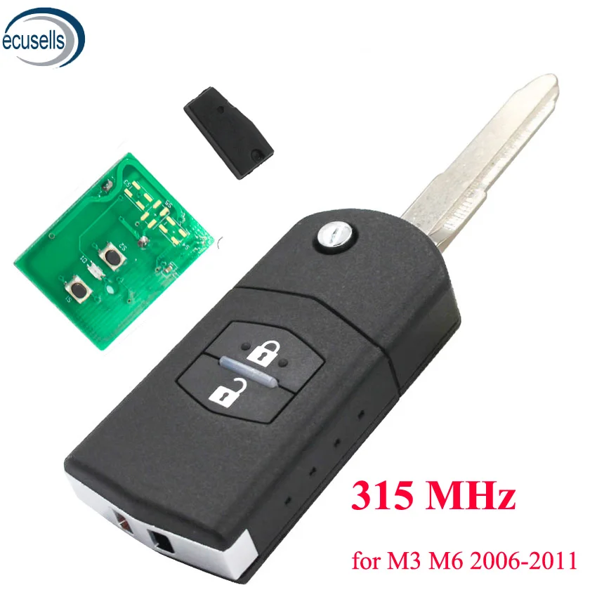 315 mhz 2 кнопки дистанционного управления брелок 315/433MHZ с чипом 4D63 для Mazda 3 6 M3 M6 - Количество кнопок: 315 mhz