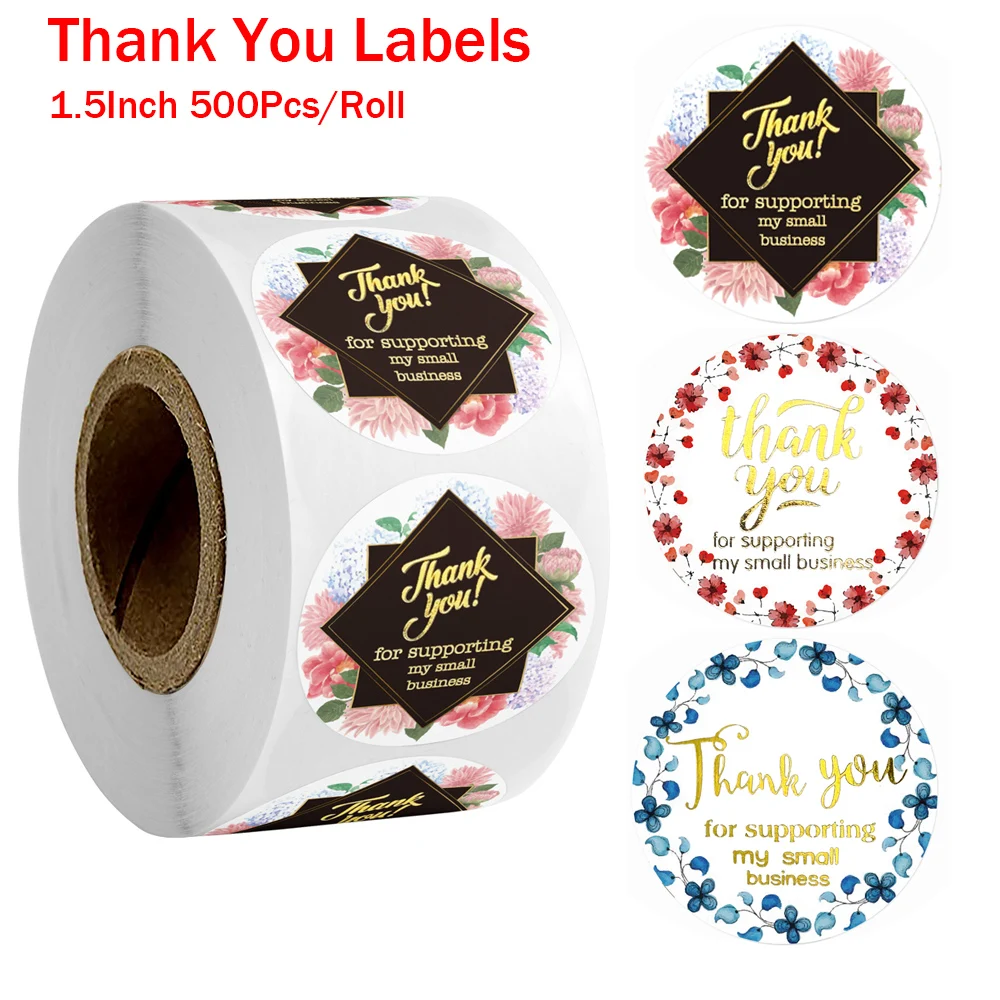 

Pink Thank You Stickers for Supporting my business Stickers scrapbooking 500pcs Handmade Label Package Stationery Sticker