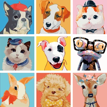 

20x20cm Children Diy Graffiti Animals Painting By Numbers For Kids DIY Pictures By Number Frame Best Gift For Children Art Decor