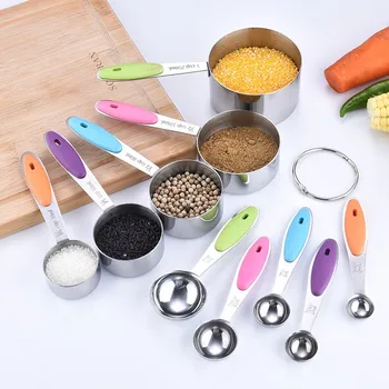 

ERMAKOVA Stainless Steel Measuring Cups and Spoons Set Kitchen Cups and Spoons for Dry Liquid Ingredient Baking Cooking Tool