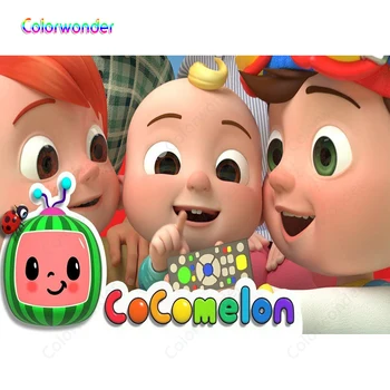 

Cocomelon Party Backdrop Photography Colorful Happy Birthday Baby Shower Background for Photo Studio 7x5FT Vinyl Props Photocall