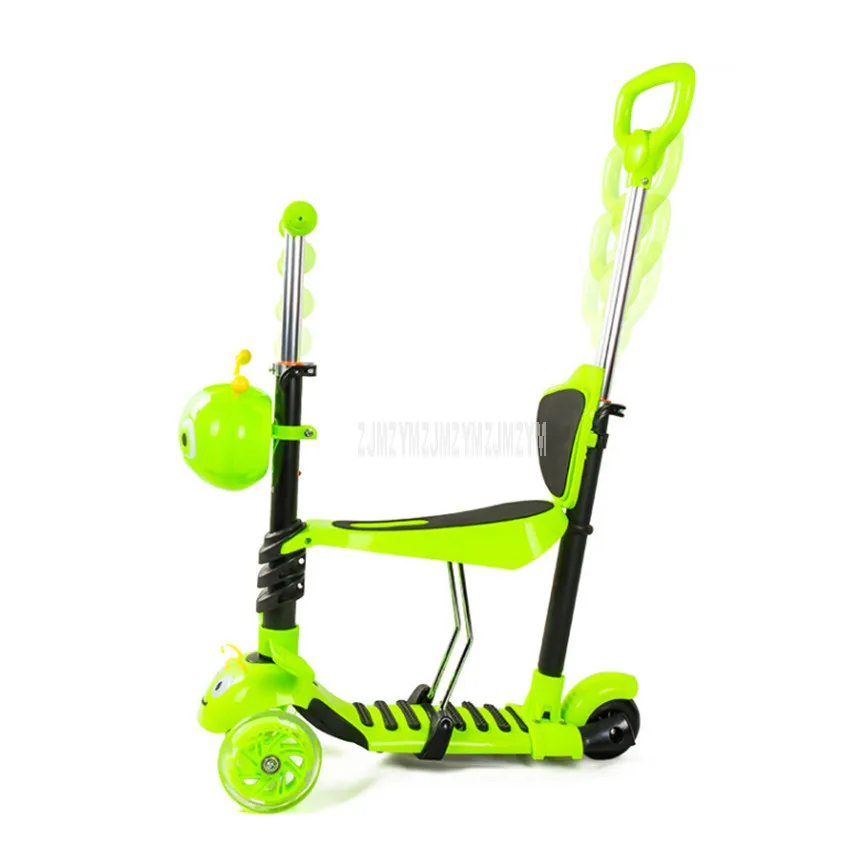 5 в 1 детский флэш-скутер с рулевой отдачей с сиденьем для ног скутер 3 колеса скейтборд с лентой+ ветряная мельница+ защитное устройство