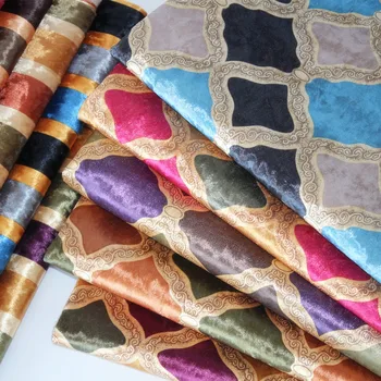 

Thick European Striped Jacquard Ice Velvet Curtain Upholstery Sofa Fabric Tablecloth Pillow Printing Material By the Yard