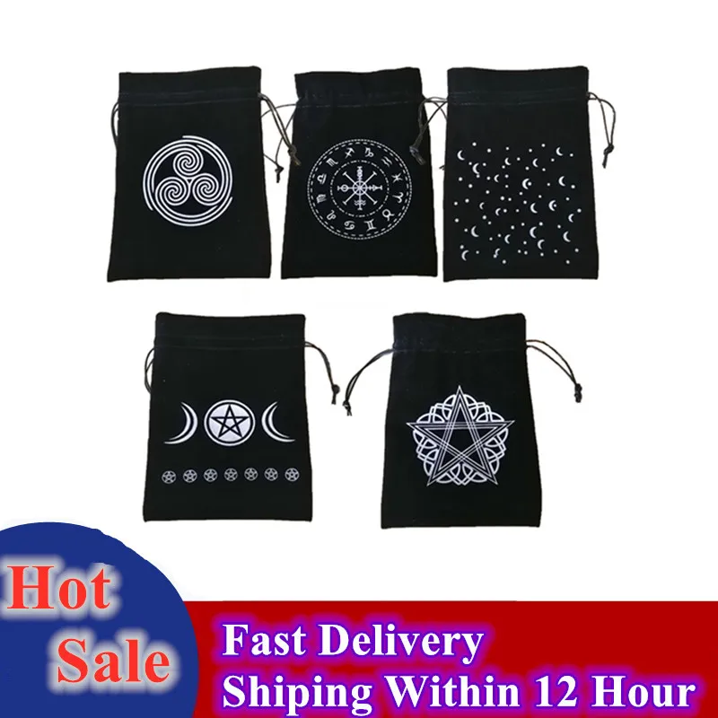 

13X18Cm Card Storage Bag Board Game Tarot Oracle Card Special Brand Bag Witch Divination Supplies Storage Bag Thick Velvet
