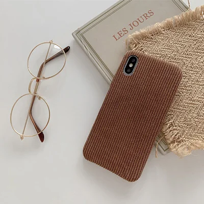 From Jenny однотонный вельветовый для iPhone x xr xs max 6 6s 7 8 плюс простая под мобильный телефон флисовый Мягкий защитный чехол - Цвет: Темно-коричневый