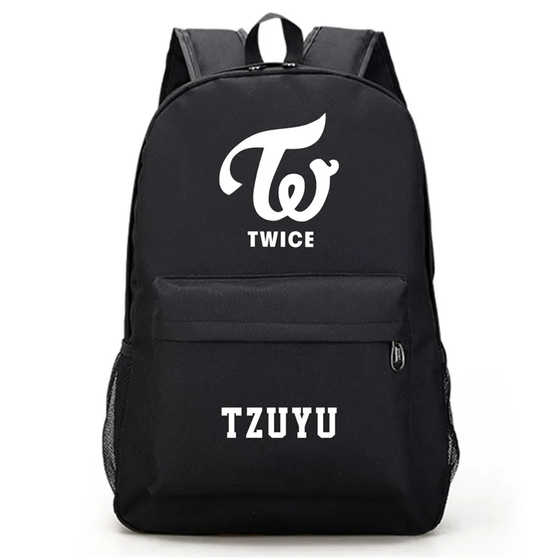 Двойные рюкзаки DAHYUN JIHYO Мина МОМО NAYEON SANA TZUYU CHAEYOUNG KPOP черный нейлоновый рюкзак