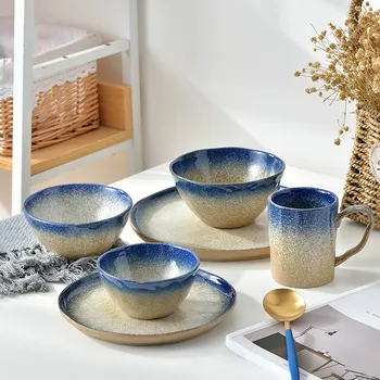 

Dinner Set Plates and Dishes Salad Bowl Steak Western Plate Pasta Plate Soup Bowl Mug Cup Restaurant Supplies Beach Style