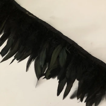 

Asia Ra 10 Meters/Lot Dyed BLACK Rooster Half Bronze Schlappen Feather Trim 10-20CM 4-8 Inches in height chicken feathers trims