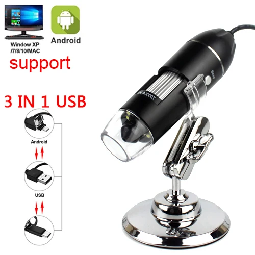 1600X 3 in 1 USB Digital Microscope Type-C Electronic Microscope Camera Zoom Magnifier Endoscope 8 LEDs for mobile phone repair waist measuring tape Measurement & Analysis Tools