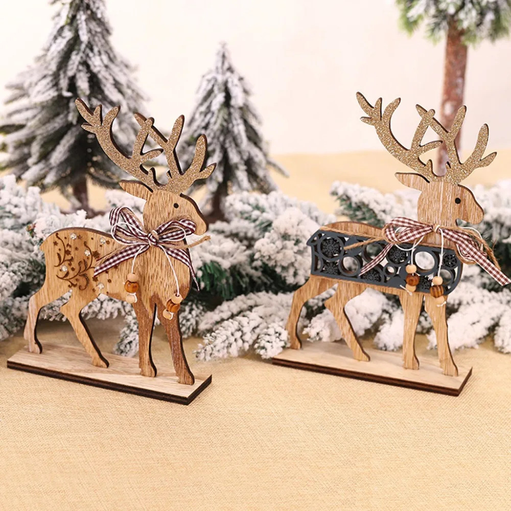 Christmas decoration for home wooden ornament elk gift window table simple decoration new year decor adornos navide os 30S11 (1)