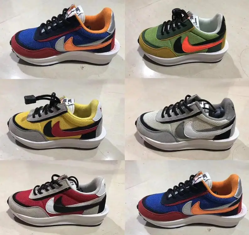 Sacai x LDV вафельные детские кроссовки для мальчиков и девочек Зеленые Gusto сосновые