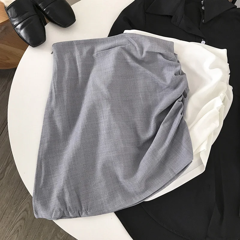 

Stock Women's Dress Overstock Korean-style Versatile Skirt Solid Color Elegant Non-mainstream 11.26