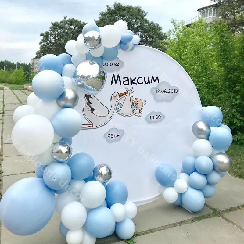 Макарон воздушные шары гирлянда арочный комплект Цвета: серебристый металлик