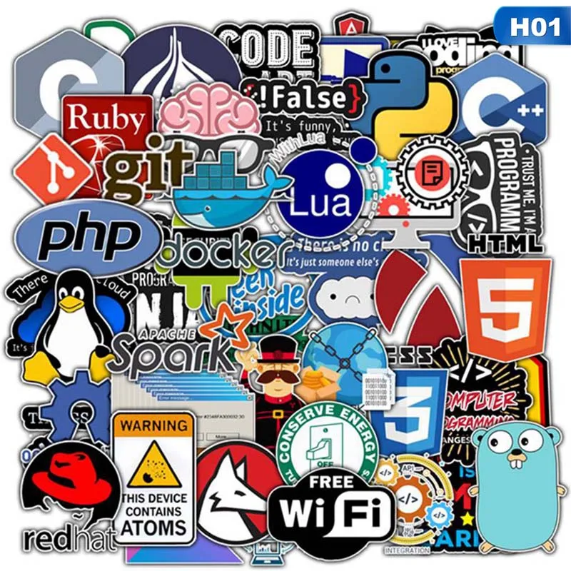 50 шт. интернет Java стикер Программист-фанат php-docker Html Биткойн облако C++ язык программирования для ноутбука автомобиля DIY стикер s