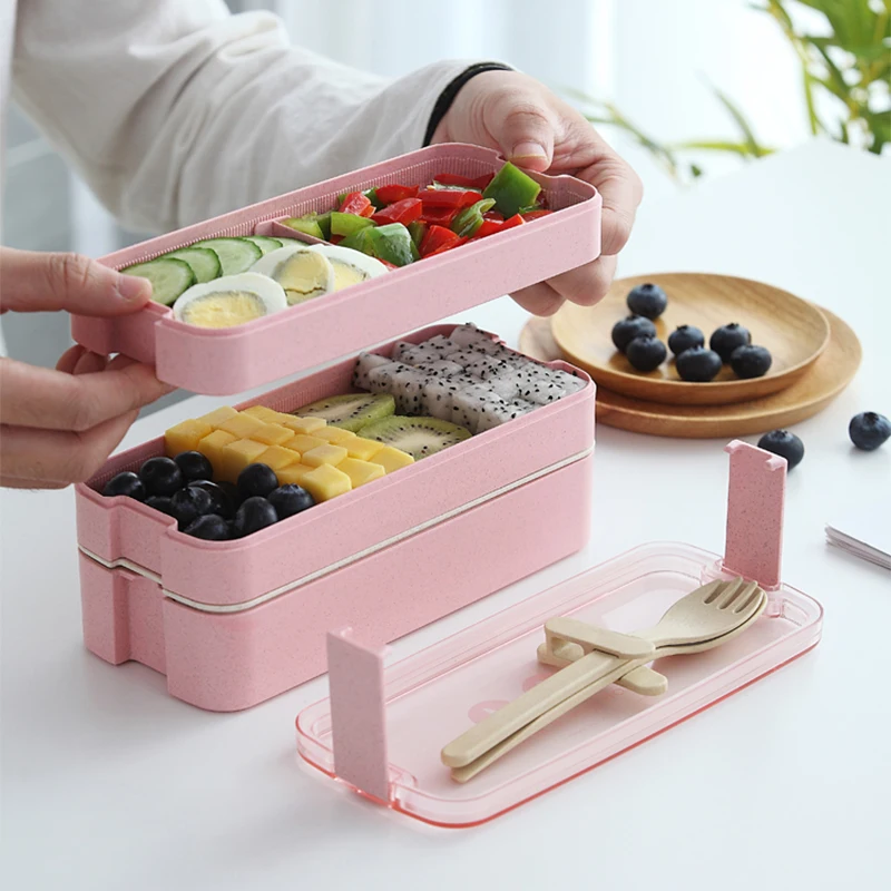 

Creative Plastic Lunch Boxes Containers for Food Microwave Bento Box Food Storage Lunch Case Picnic