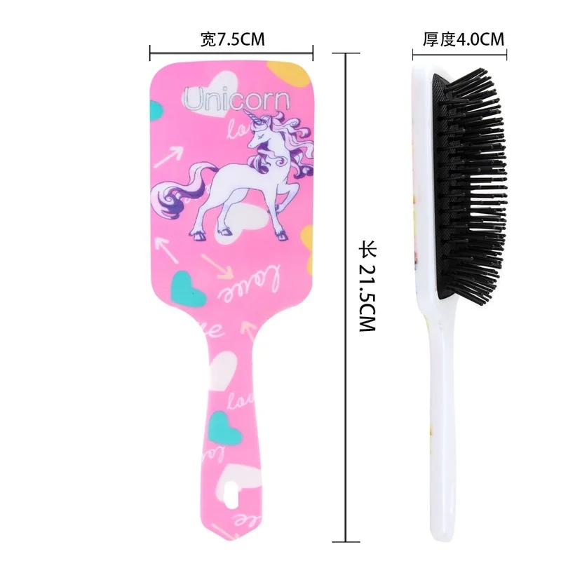 1pc Pattern Unicorn starry sky Comb Massage Children Comb Cute Girl Comb Carry Long Hair Anti-knot Comb Hair Brush 3