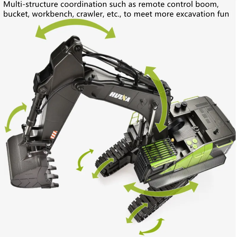 1:14 Screw Power Large Remote Control Excavator Truck 2.4G 22CH LED Lighting Unlimited Rotation Alloy Bucket RC Excavator Truck 6