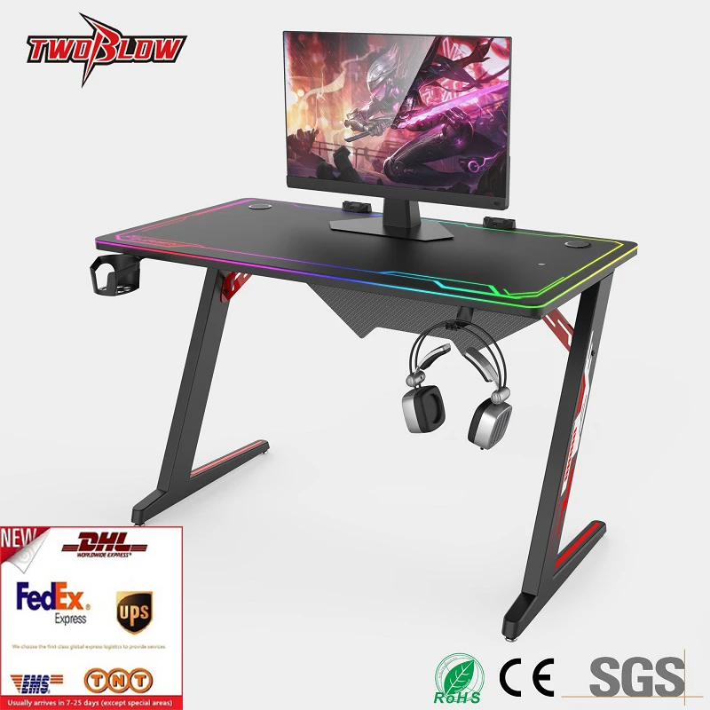 #^Special Price FedEx shipping free Luxury E-sports computer table notebook desktop computer special table RGB light cool game table home desk