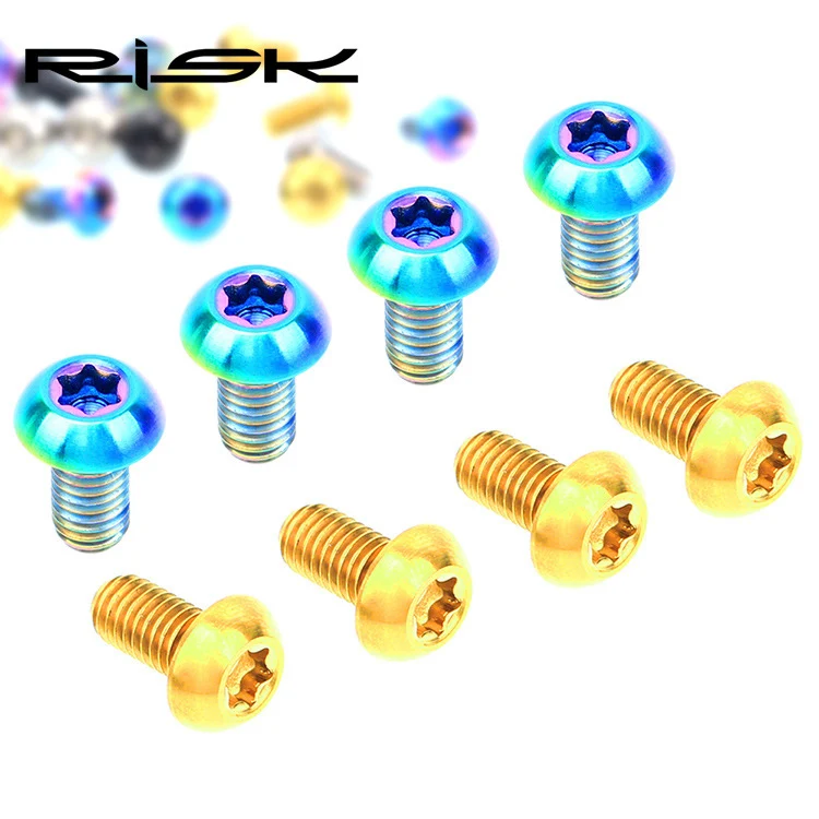 RISK 12 шт. M5* 10 мм титановые болты для велосипеда дисковый тормозной ротор T25 Torx титановый сплав MTB для велосипедов, мотоциклов тормозной ротор винт M5x10