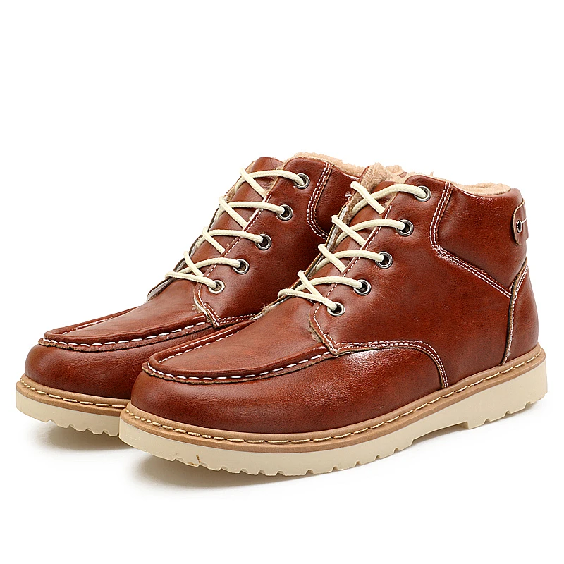 Модные трендовые мужские зимние ботинки ботильоны на меху мужская повседневная обувь Высокое качество Zapatos повседневная мужская обувь из плюша - Цвет: Brown
