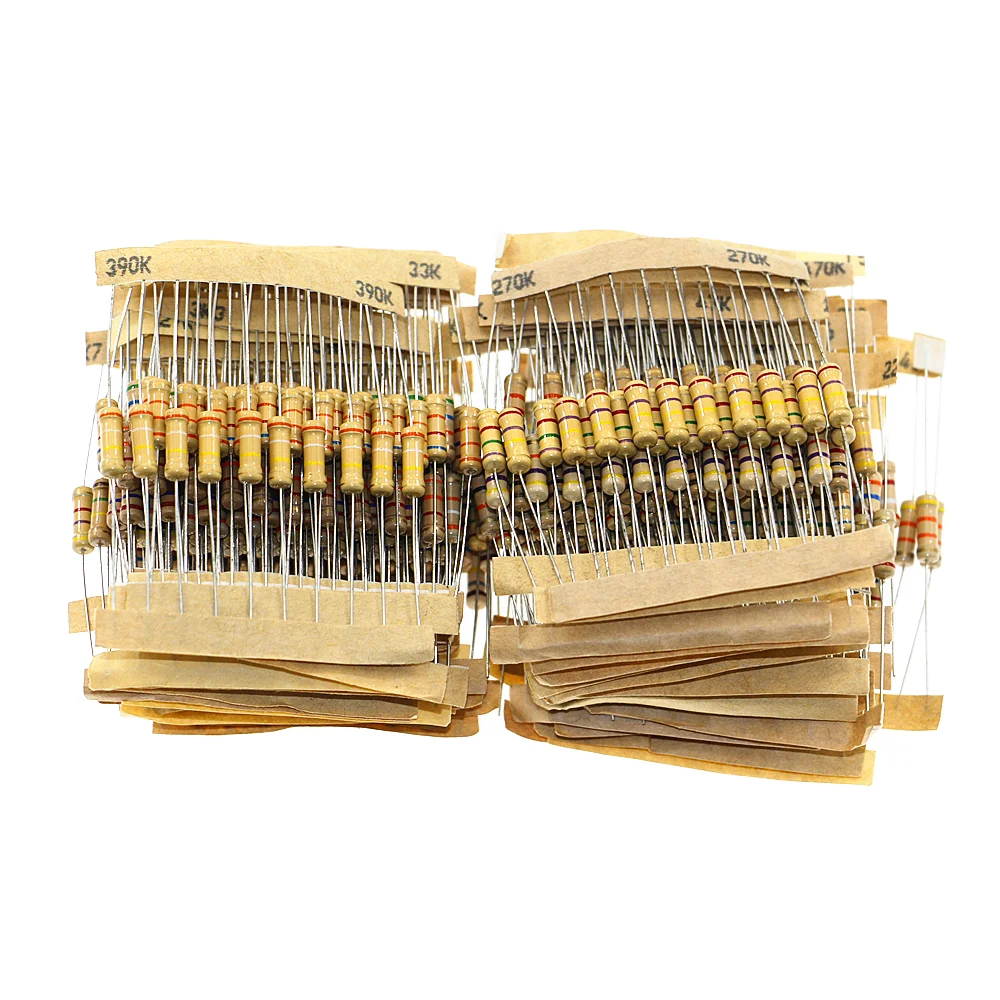 Kit 1000 Resistenze 1/2 W A Film Carbonio – 100 Valori Da 1Ω A 10MΩ, Tolleranza ±5%, Etichettate E Confezionate Singolarmente