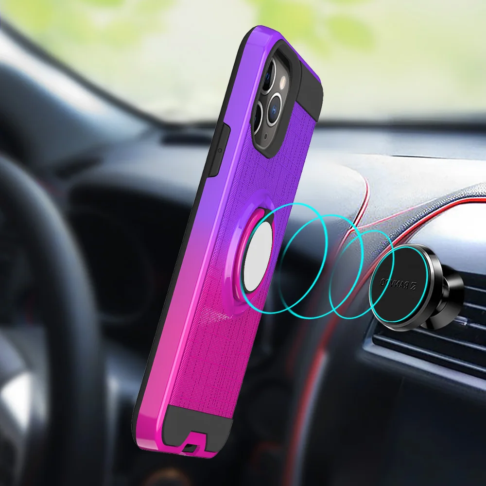 10 шт./лот, градиентные цвета, TPU+ PC, 2 в 1, чехол для телефона, для iPhone 6, 6s, 7, 8 Plus, X, XS, Max, XR, 11 Pro, Max, с вращающимся кольцом 360