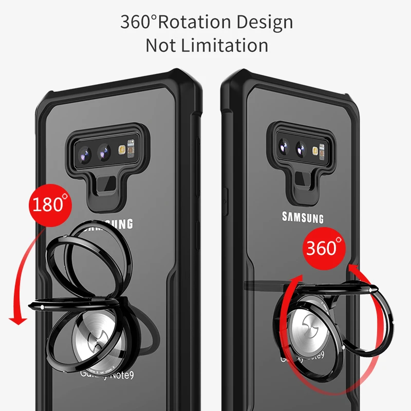 Xundd роскошный противоударный чехол для samsung Galaxy Note 9 S9 S9 Plus, Магнитная подставка, кольцо, держатель, пряжка, прозрачная задняя крышка
