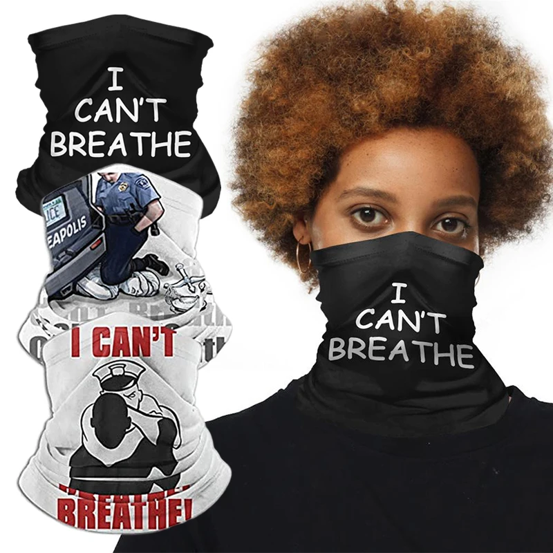 

"I Cant Breathe" Cycling Windproof Sun Mask Dust Sports Face Scarf Summer Bandana Women Men Black Headwear Outdoor