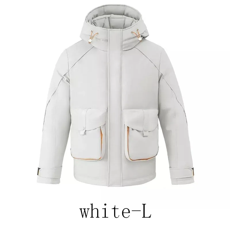white-L Xiaomi Urevo, мужской повседневный пуховик, водонепроницаемый, ветрозащитный, u-образный карман, цвет, модный, подходящий дизайн, теплое пальто для зимы - Цвет: white-L