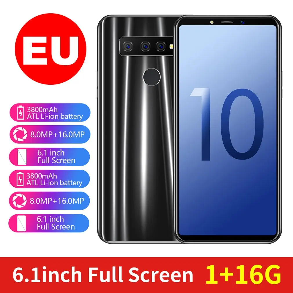 S10 мобильный телефон 6,1 дюймов 3g смартфон 1+ 16 Гб четырехъядерный трехъядерный с камерой смартфон водонепроницаемый пылезащитный Android Dual Sim