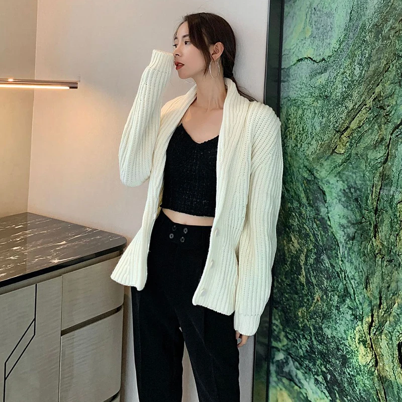 TWOTWINSTYLECasual White Cardigans For Women V