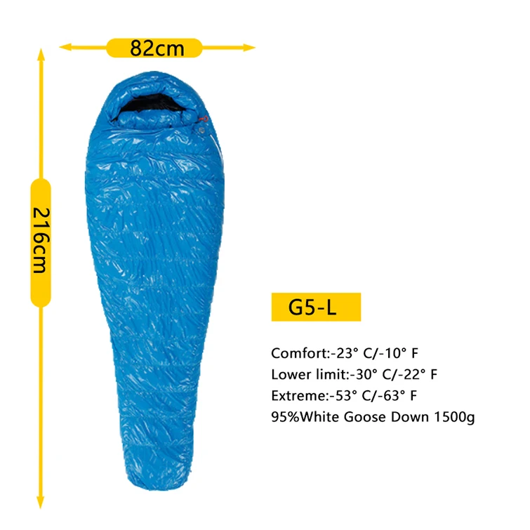AEGISMAX G5 длинный наружный кемпинговый ультра-светильник зимний спальный мешок для мам холодный 95% белый гусиный пух спальный мешок - Цвет: G5L BLUE