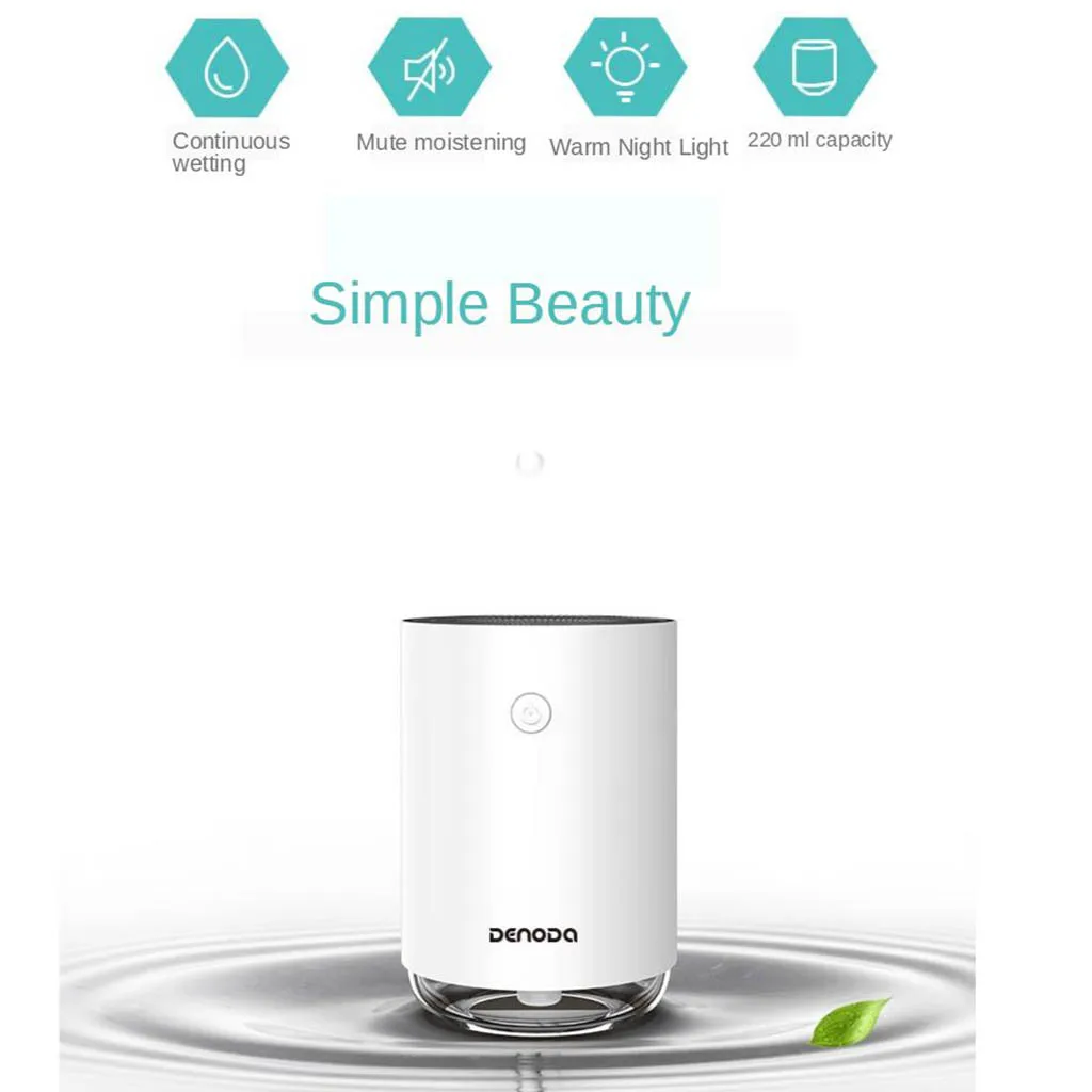 USB Mini Air Humidifier USB LED Night Lamp Home Office Mist Maker Refresher Small Cool Mist Humidifier for Home Car 220ml