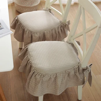 

45x45cm white/light coffee princess frill cotton chair cushion seat mat breathable dinning chair cover sea pad waffle chair mat