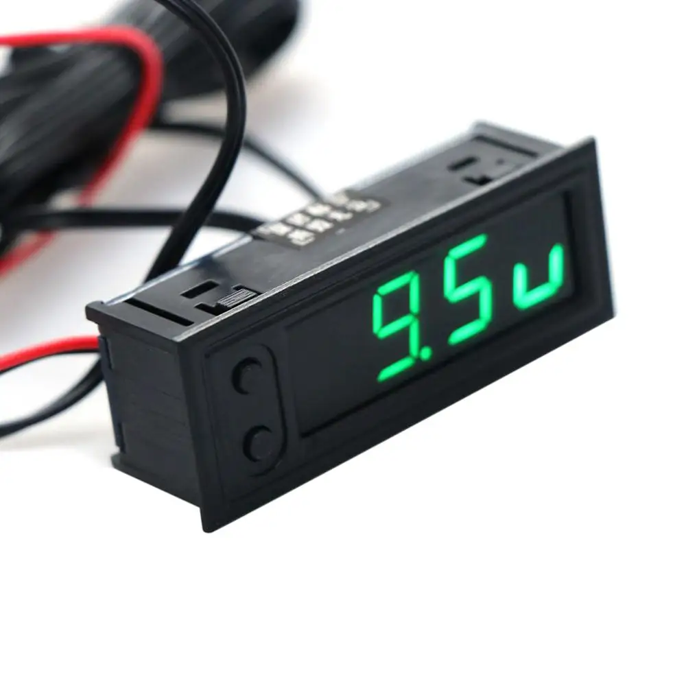 Зеленый DC 12V DIY Многофункциональные часы автомобиля температура батареи Напряжение монитор вольтметр - Цвет: Зеленый