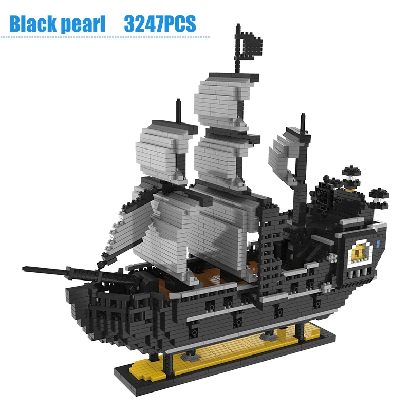 Карибский пират мини-конструкторов в 3D модель парусного от Black Pearl, с рисунком парохода queen Annes Сделай Сам строительные алмазные блоки игрушки для детей - Цвет: no original box 708