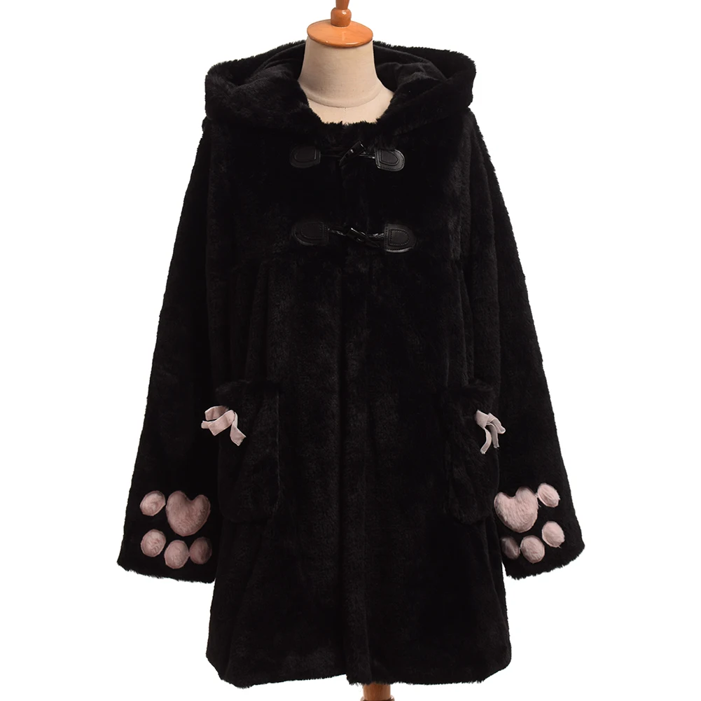 

Women Cute Fluffy Hooded Cat Ears Coat Winter Warm Outwear Jacket