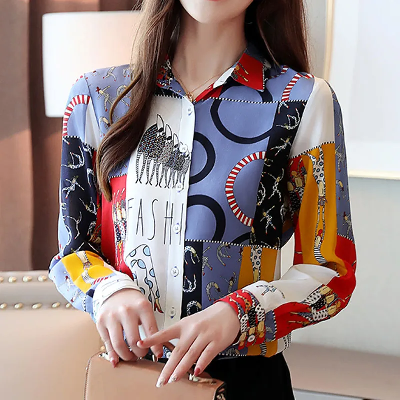 Blusas mujer de moda 2019 шифоновая блузка рубашки с длинными рукавами для женщин свитеры