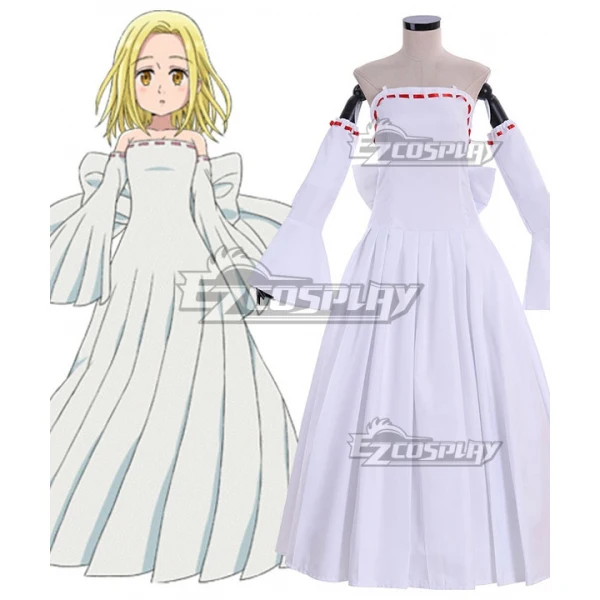 

The Seven Deadly Sins Nanatsu no Taizai Capital of the Dead Holy Maiden Fairy Elaine White Dress Anime Cosplay Costume E001