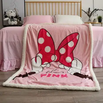

Disney Cartoon Minnie Mouse Fleece Lamb Fleece Four Seasons Warm Children's Blanket Kids Children Throw Sofa Mat Sheets Gift