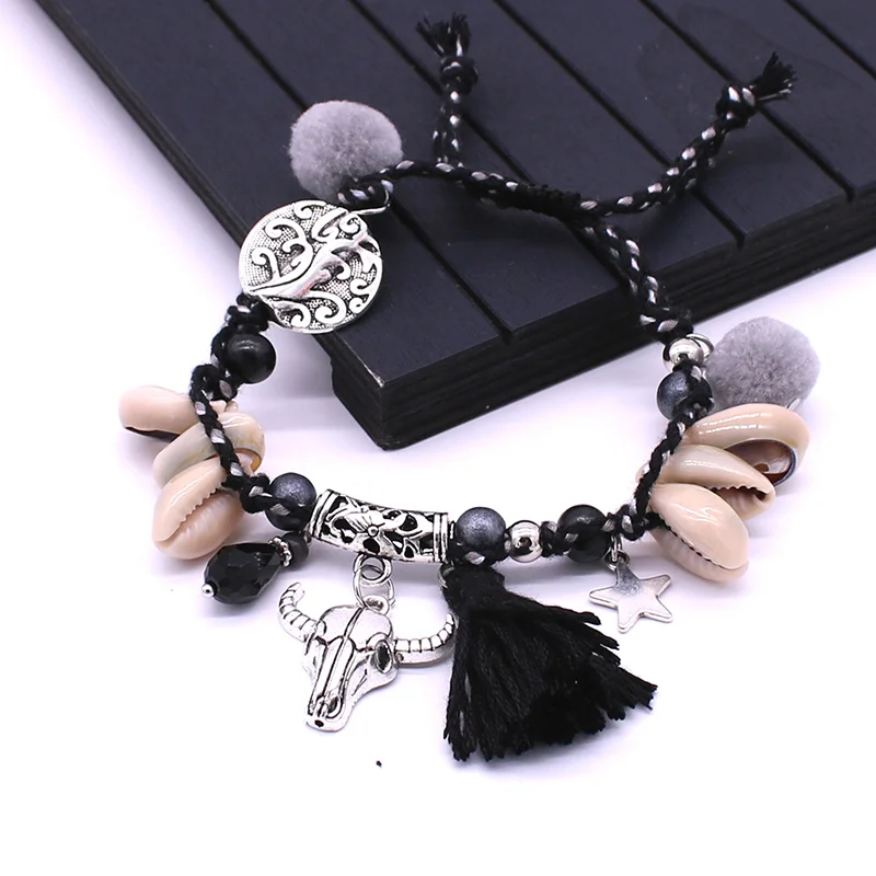 Браслет в виде ракушки богемский расшитый бисером цветной ободок для волос