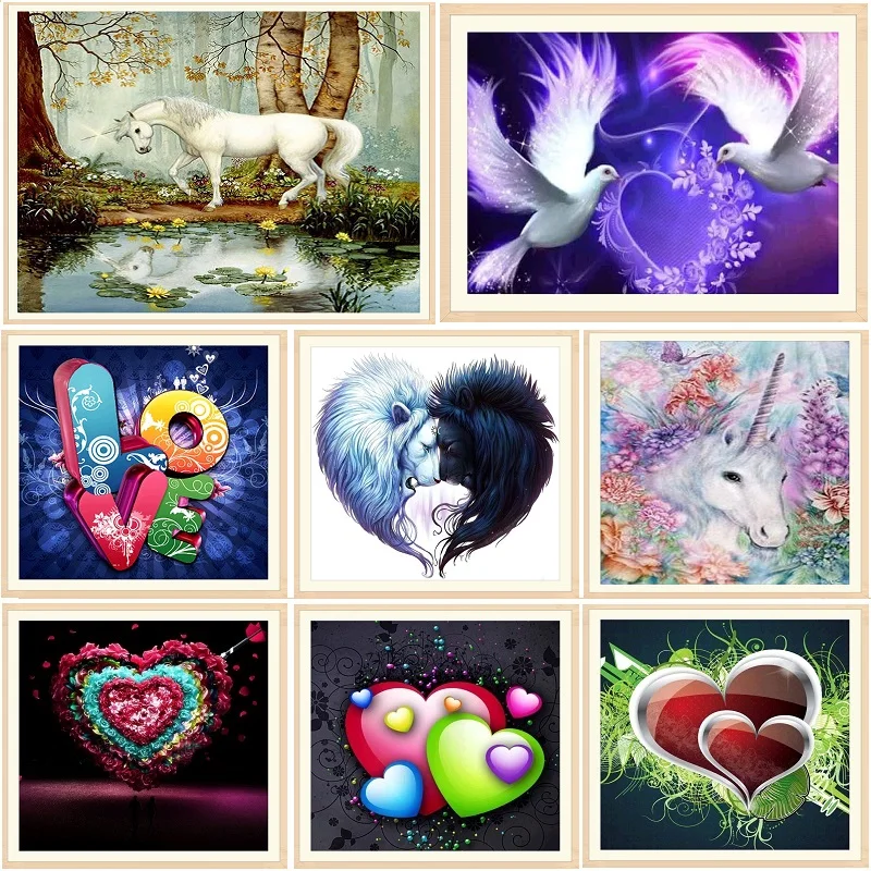 5D Diamond Painting Creative Love Cute pony Cross Stitch Rhinestone Embroidery Home kids room Decor Sticker Poster